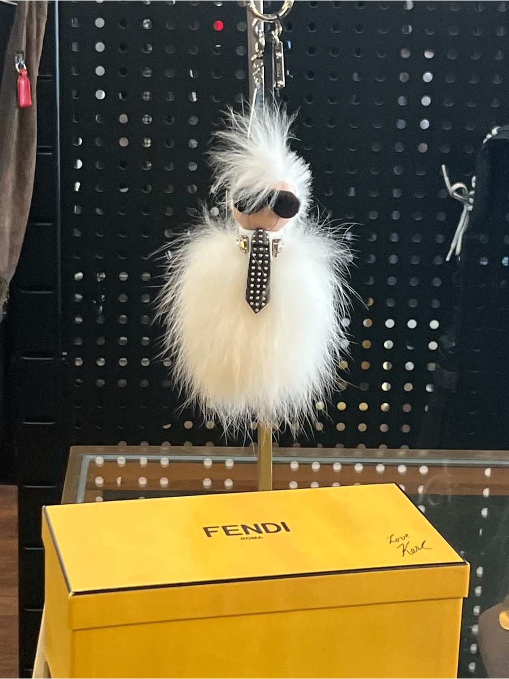Fendi White Fur Karlito (Karl Lagerfeld) Bag Charm/Key chain